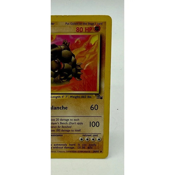 Golem‎ Fossil 36/62 Uncommon Non Holo Pokémon TCG Vintage 1999 MP - Picture 2 of 6